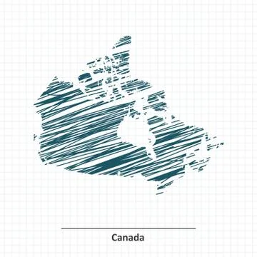 Doodle sketch of Canada map Stock Illustration