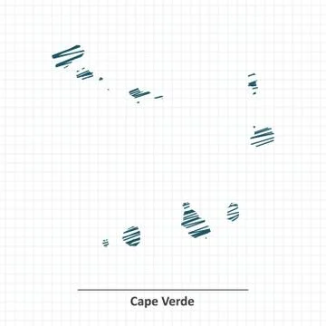 Doodle sketch of Cape Verde map Illustrazione stock