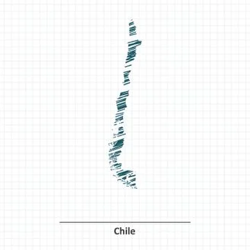 Doodle sketch of Chile map Stock Illustration