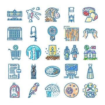 Doodle sketch collection including various lifestyle elements and objects Illustrazione stock