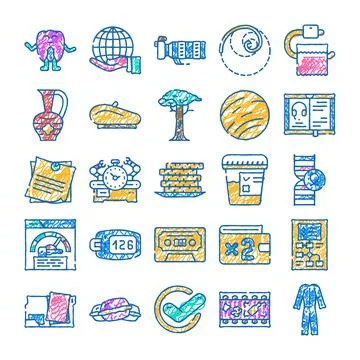 Doodle sketch collection presenting various business and life concepts Stock Illustration