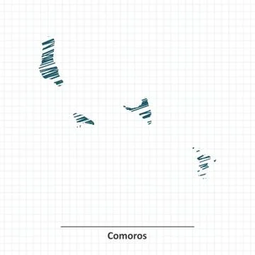 Doodle sketch of Comoros map Stock Illustration