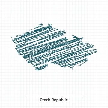 Doodle sketch of Czech Republic map Illustrazione stock