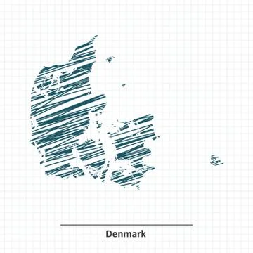 Doodle sketch of Denmark map Stock Illustration