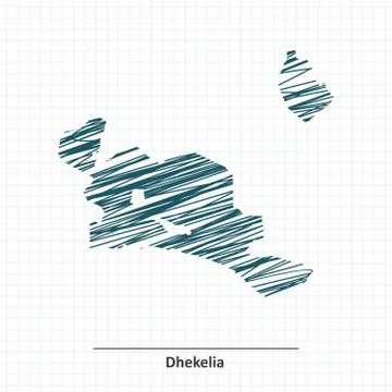 Doodle sketch of Dhekelia map Stock Illustration