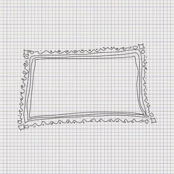 Doodle sketch of a frame on graph paper background Stock Illustration