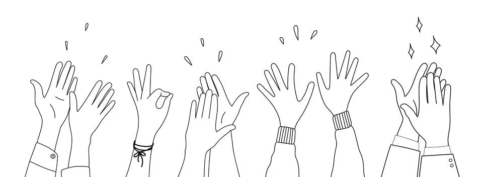 Doodle sketch hands up gestures comic icons silhouettes vector set. Stock Illustration