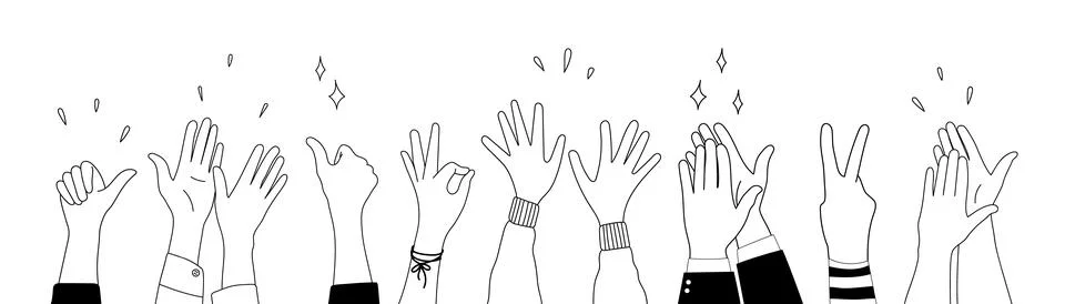 Doodle sketch hands up gestures comic icons silhouettes vector set. Group of Stock Illustration