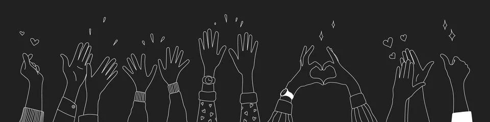 Doodle sketch hands up gestures comic icons silhouettes vector set. Stock Illustration