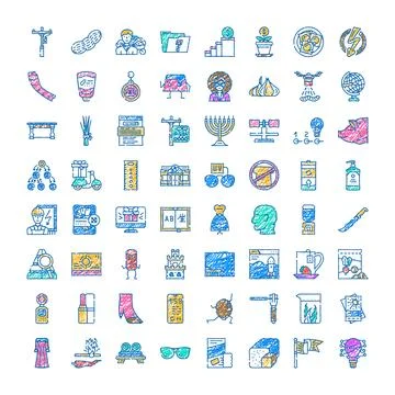 Doodle sketch icons collection exploring diverse concepts Stock Illustration
