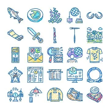 Doodle sketch icons collection for web and print Stock Illustration