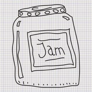 Doodle sketch of a jar on graph paper background Stock Illustration