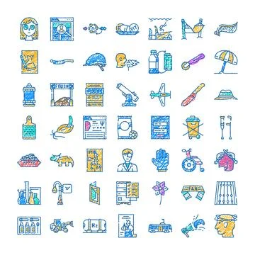 Doodle sketch style drawing miscellaneous icon set Illustrazione stock