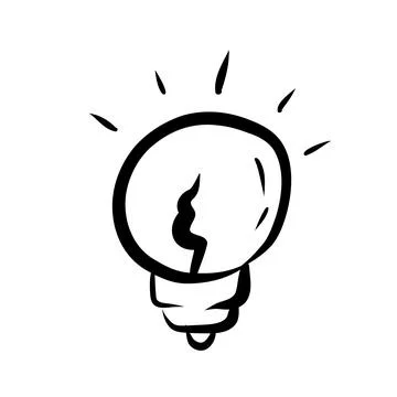 Doodle sketch style light bulb icon. Hand drawn Stock Illustration