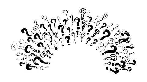 Doodle sketch style of question marks, question mark circle around hand drawn Stock Illustration