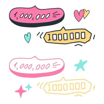 Doodle sketch vector elements Design template million number banners speech b Stock Illustration