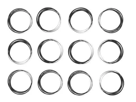 Doodle sketched circles. Doodle circle ring sketch vector Stock Illustration