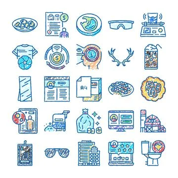 Doodle sketching various objects services abstract concepts Stock Illustration
