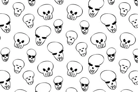 Doodle skull pattern, great design for any purpose. vector set of isolated .. Stock Illustration