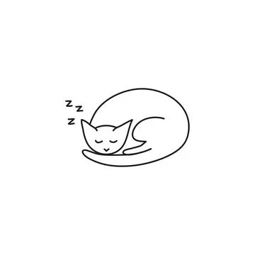 Doodle sleeping cat. Stock Illustration