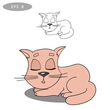 Doodle sleepy cat Stock Illustration