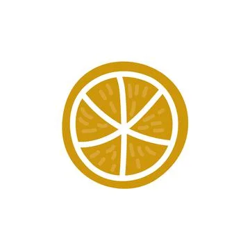 Doodle slice of orange, lemon or grapefruit. Citrus fruit is cut into rings Illustrazione stock