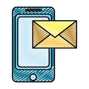 Doodle smartphone technology with electronic e-mail message Stock Illustration