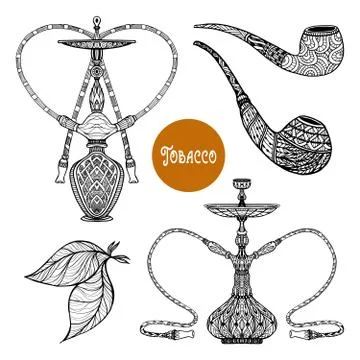 Doodle Smoke Set Ilustración de archivo