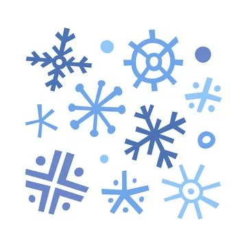 Doodle snowflakes, hand drawn vector icons, simple sketchy drawing, abstract Stock Illustration