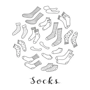 Doodle socks in circle. 스톡 일러스트