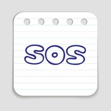 Doodle SOS icon Stock Illustration