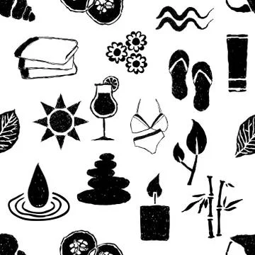 Doodle spa seamless pattern Stock Illustration