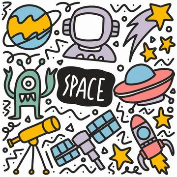 Doodle space hand drawing Stock Illustration