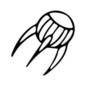 Doodle of space satellite on white background. Stock Illustration