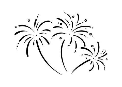 Doodle sparkling firework. Shiny foreworks for parties and celebrations. Vector Stock Illustration