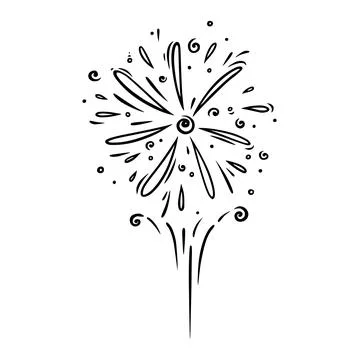 Doodle sparkling firework. Shiny foreworks for parties and celebrations. Vector Stock Illustration