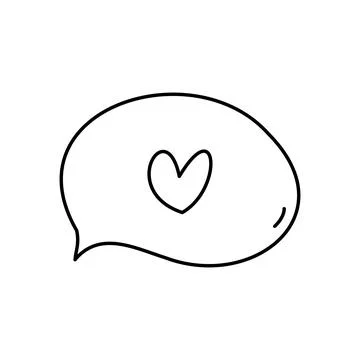 Doodle speech bubble with heart. Hand drawn vector illustration. Stock Illustration