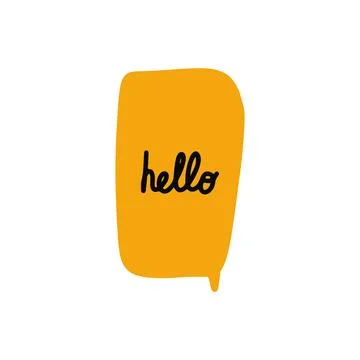 Doodle speech bubble with hello word. Stock Illustration
