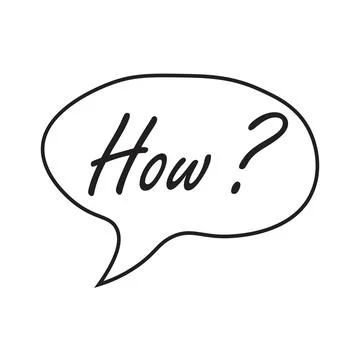 Doodle speech bubble with how question. Brainstorming, information, idea, c.. Stock Illustration