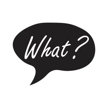 Doodle speech bubble with what question. Brainstorming, information, idea, .. Stock Illustration