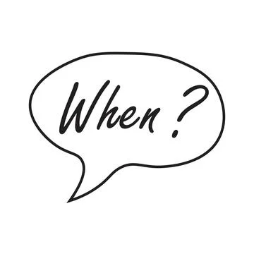 Doodle speech bubble with when question. Brainstorming, information, idea, .. Stock Illustration