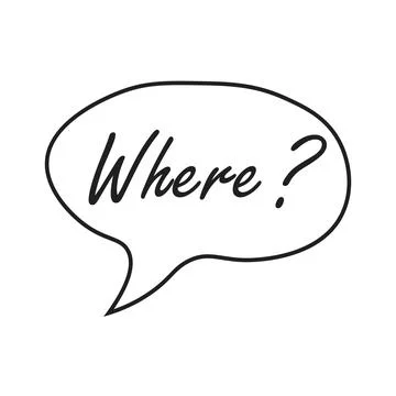 Doodle speech bubble with where question. Brainstorming, information, idea,.. Stock Illustration
