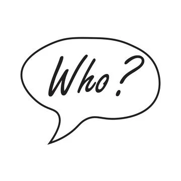 Doodle speech bubble with who question. Brainstorming, information, idea, c.. Illustrazione stock