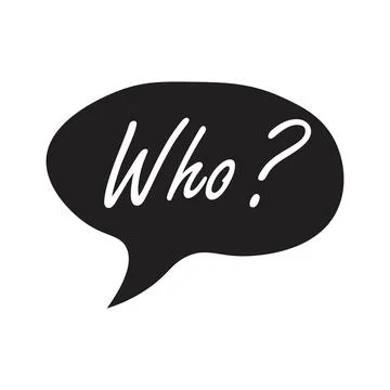 Doodle speech bubble with who question. Brainstorming, information, idea, c.. Stock-Illustration