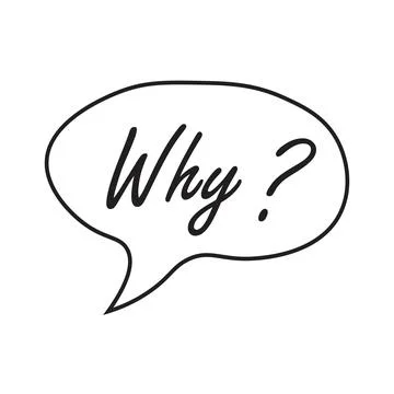 Doodle speech bubble with why question. Brainstorming, information, idea, c.. Illustrazione stock