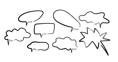 Doodle speech bubbles, chat balloons variety forms Stock Illustration