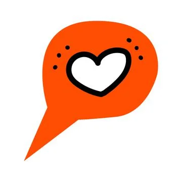 Doodle Speech bubbles with heart and dots. Internet talk and chat. Love valen Stock Illustration