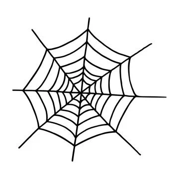 Doodle of spider web isolated on white background. Stock Illustration