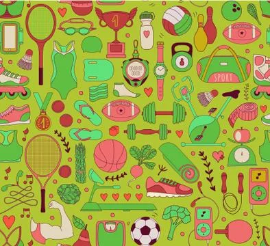 Doodle sports elements. Vector illustration Stockillustratie