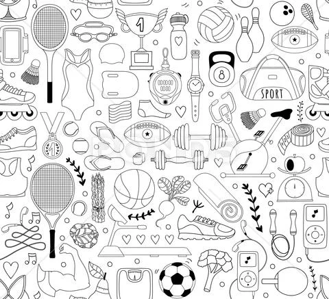 Doodle Sports Elements. Vector Illustration